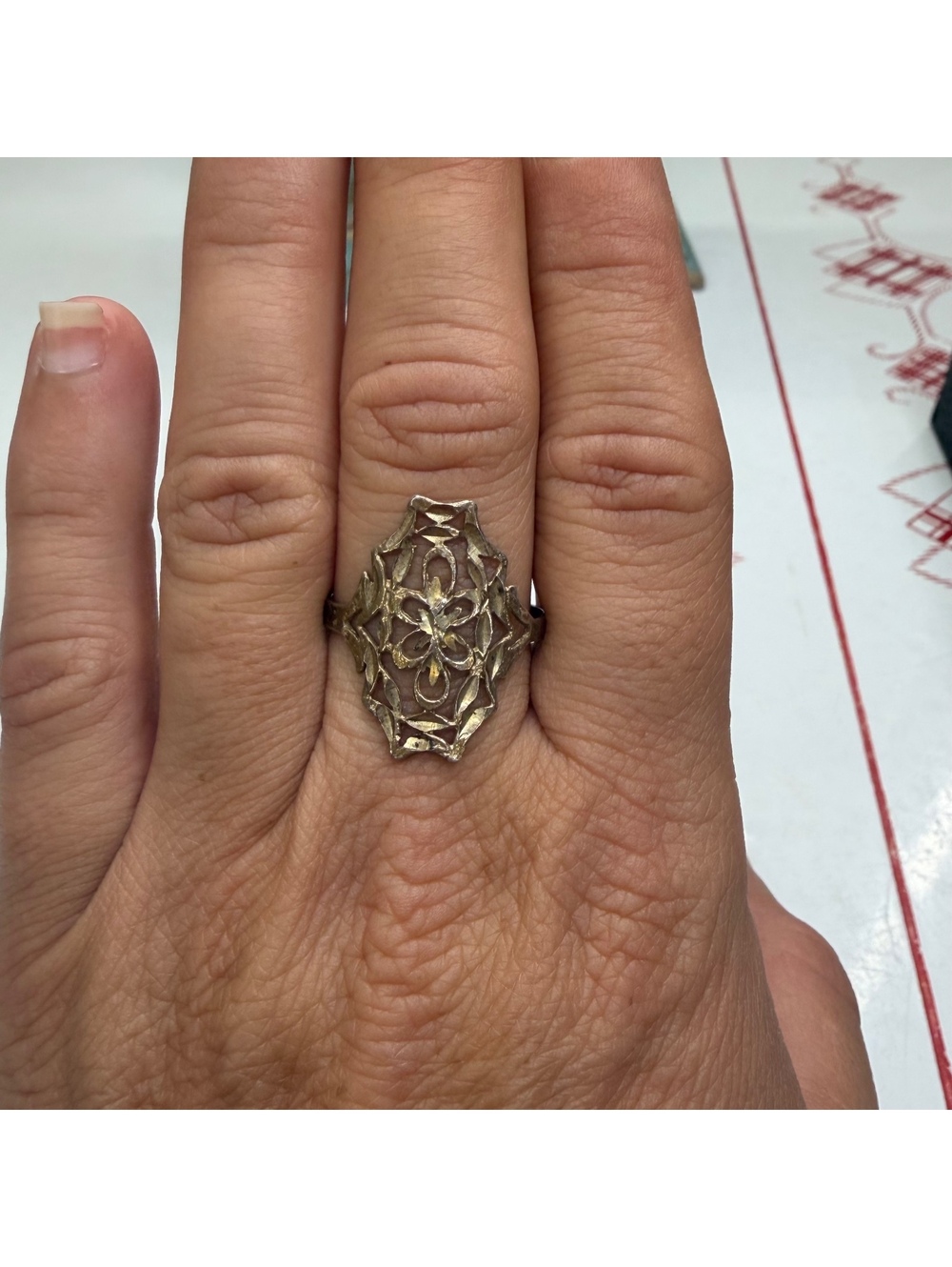 Sterling filigree ring size 10.25 vintage